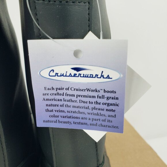 Cruiserworks Men Size 9 Wide Black Leather Classic Motorcycle Pull On Boots NEW - Picture 4 of 14